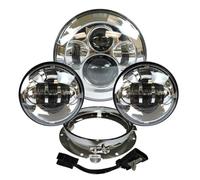 Hgkqbomb Faro Proiettore LED 7" Fendinebbia Da 4,5" Luce Sorpasso Per Touring Per Electra Per Glide Per Road Per King Per Softail Per Night Per Train Per Bad Faro Moto Fanale Anteriore(Chrome set)