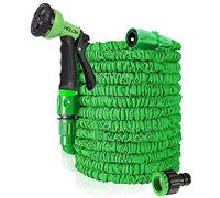 HGLCM 15m Tubo flessibile dell'acqua del giardino espanso con 8 funzioni pistola a spruzzo 3 volte flessibile flessibile flessibile flessibile anti-perdita facile stoccaggio (Verde, 15m)