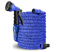 HGLCM 15m Tubo flessibile dell'acqua del giardino espanso con 8 funzioni pistola a spruzzo 3 volte flessibile flessibile flessibile flessibile anti-perdita facile stoccaggio (Blu, 15m)