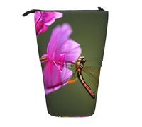 hgnbcsa Astuccio telescopico con stampa libellula sul fiore con cerniera, borsa dal design compatto, espandibile, per articoli di cancelleria e cosmetici
