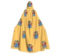 hgnbcsa Bandiera del New Jersey Stampa Mantello Con Cappuccio Per Uomo Donna, Lungo Mantello Con Cappuccio Adulto Halloween Cosplay Costume Per Il Partito