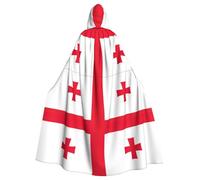 hgnbcsa Bandiera della Georgia Stampa Mantello Con Cappuccio Per Uomo Donna, Lungo Mantello Con Cappuccio Adulto Halloween Cosplay Costume Per Il Partito