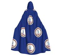 hgnbcsa Bandiera della Virginia Stampa Mantello Con Cappuccio Per Uomo Donna, Lungo Mantello Con Cappuccio Adulto Halloween Cosplay Costume Per Il Partito