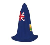 hgnbcsa Bandiera delle Isole Turks e Caicos Stampa Mantello Con Cappuccio Per Figura Intera Adolescenti, Halloween Lungo Mantello Con Cappuccio Unisex Robe Costume