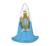hgnbcsa Bandiera Di San Marino Stampa Mantello Con Cappuccio Per Figura Intera Adolescenti, Halloween Lungo Mantello Con Cappuccio Unisex Robe Costume