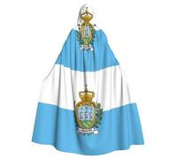 hgnbcsa Bandiera di San Marino Stampa Mantello Con Cappuccio Per Uomo Donna, Lungo Mantello Con Cappuccio Adulto Halloween Cosplay Costume Per Il Partito