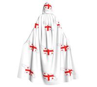 hgnbcsa Bandiera Mappa Della Georgia Stampa Mantello Con Cappuccio Per Uomo Donna, Lungo Mantello Con Cappuccio Adulto Halloween Cosplay Costume Per Il Partito