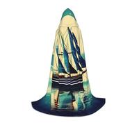 hgnbcsa Barca a vela Paesaggio Stampa Capo Con Cappuccio Per Figura Intera Adolescenti, Halloween Lungo Mantello Con Cappuccio Unisex Robe Costume