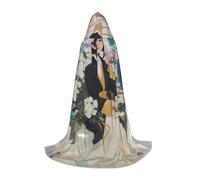 hgnbcsa Gardenia - Mantello con cappuccio con stampa di fiori e uccelli, per adolescenti a figura intera, mantello lungo con cappuccio, unisex