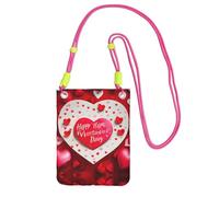 Hgnbcsa Happy Valentine'S Day Stampa Piccole Borse A Tracolla Per Le Donne, Mini Telefono Cellulare Cross Body Borse Viaggio Portafoglio Borse, Fucsia, Taglia unica