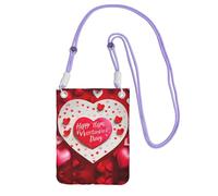 Hgnbcsa Happy Valentine'S Day Stampa Piccole Borse A Tracolla Per Le Donne, Mini Telefono Cellulare Cross Body Borse Viaggio Portafoglio Borse, Viola, Taglia unica