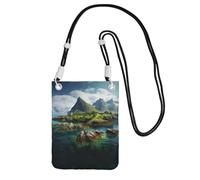 Hgnbcsa Isole Norvegia Stampa Piccole Borse A Tracolla Per Le Donne, Mini Cellulare Cross Body Borse Viaggio Portafoglio Borse, Nero , Taglia unica