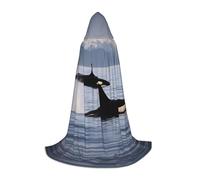 hgnbcsa Killer Whales Swim Lungo Stampa Mantello Con Cappuccio Per Adolescenti A Figura Intera, Halloween Lungo Mantello Con Cappuccio Unisex Robe Costume