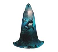 hgnbcsa Killer Whales Swim Lungo Stampa Mantello Con Cappuccio Per Adolescenti A Figura Intera, Halloween Lungo Mantello Con Cappuccio Unisex Robe Costume