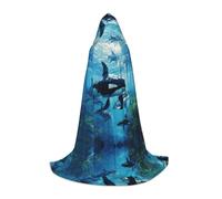 hgnbcsa Killer Whales Swim Lungo Stampa Mantello Con Cappuccio Per Adolescenti A Figura Intera, Halloween Lungo Mantello Con Cappuccio Unisex Robe Costume