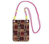 Hgnbcsa Lodge Bear Deer Fish Print Small Crossbody Bags per le donne, mini borse a tracolla per telefono cellulare borse da viaggio, Fucsia, Taglia unica
