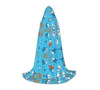 hgnbcsa Mantello con cappuccio con stampa balena sottomarina per adolescenti a figura intera, mantello lungo di Halloween con cappuccio unisex costume