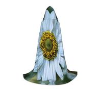 hgnbcsa Mantello con cappuccio con stampa margherita bianca per adolescenti a lunghezza intera, mantello lungo di Halloween con cappuccio unisex costume