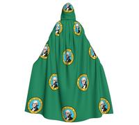 hgnbcsa Mantello con stampa bandiera Washington con cappuccio per uomo e donna, mantello lungo con cappuccio per adulti Halloween Cosplay costume per feste