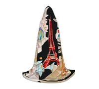 hgnbcsa Parigi Torre Eiffel stampa mantello con cappuccio per adolescenti lunghezza intera, mantello lungo di Halloween con cappuccio Unisex Robe Costume