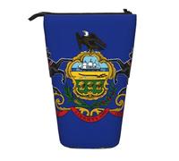 hgnbcsa Pennsylvania State Flag Print Zipper Pencil Case Telescopico Design Bag Compact to Expandable, per articoli di cancelleria cosmetici