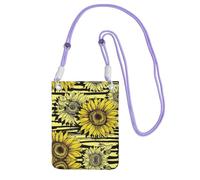 Hgnbcsa Piccole borse a tracolla da donna, con stampa di api e girasole, mini borse a tracolla per telefono cellulare, portafogli da viaggio, Viola, Taglia unica