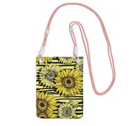 Hgnbcsa Piccole borse a tracolla da donna, con stampa di api e girasole, mini borse a tracolla per telefono cellulare, portafogli da viaggio, rosa, Taglia unica