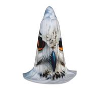 hgnbcsa Snowy Owl Eyes Stampa Mantello con cappuccio per adolescenti a figura intera, mantello lungo di Halloween con cappuccio Unisex Robe Costume
