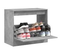 HGNFREF Scarpiera grigio cemento, 80 x 42 x 69 cm, in legno | 1 sportello con 3 scomparti, design compatto per spazi ristretti, ripiano stabile, supporto da parete incluso
