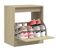 HGNFREF Scarpiera in rovere Sonoma, 60 x 42 x 69 cm, in legno | Sottile e compatto, 1 sportello e 3 scomparti, ripiano stabile, con supporto da parete