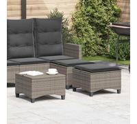 HGNFREF Set di 2 sgabelli da giardino grigi, 55 x 55 x 36 cm, con cuscino, sgabello in rattan sintetico con rivestimento rimovibile e lavabile, telaio in acciaio verniciato a polvere, versatile come