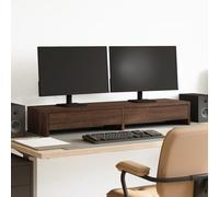 HGNFREF Supporto per monitor con cassetti effetto rovere, 100 x 27 x 15 cm, come organizer da scrivania e pratico organizer da ufficio con rialzo per monitor per l'organizzazione del lavoro
