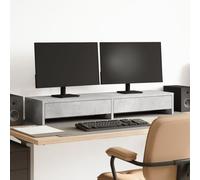 HGNFREF Supporto per monitor con cassetti, grigio cemento, 100 x 27 x 15 cm, come organizer da scrivania e pratico organizer da ufficio con rialzo per monitor per l'organizzazione del lavoro