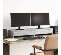 HGNFREF Supporto per monitor con cassetti, grigio Sonoma, 100 x 27 x 15 cm, come organizer da scrivania e pratico organizer da ufficio con rialzo per monitor per l'organizzazione del lavoro