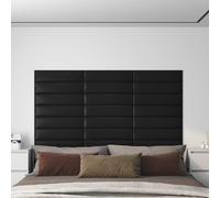 HGNFREF Testiera moderna da parete per camera da letto, 12 pezzi, in tessuto nero, 60 x 15 cm, montaggio a parete, rettangolare, con superficie in tessuto morbido e base in legno, per una finitura