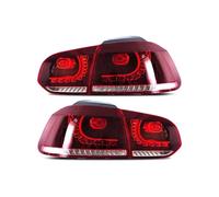 HGNMPGVVTZ Per VW Per Golf6 Mk6 R20 2008-2013 Flowing Water Flicker Turning Signal Light Taillight Pair Of Car Tail Light Assembly(Type A Red Clear)