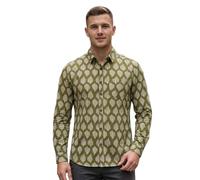 HGNTYZUN - Camicia da uomo a maniche lunghe, con risvolto, slim fit, a maniche lunghe, con stampa, estiva, traspirante, leggera, per il tempo libero, O verde dell'esercito, XXXL