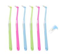 HGOCAHUZI 6 spazzolini da denti interspace morbidi piccoli con coperchio compatto sottile singolo tufted spazzolini per la pulizia dei denti igiene orale apparecchi ortodontici