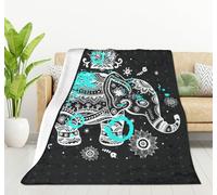 HGOD DESIGNS Coperta in pile con elefante, 100 x 130 cm, motivo loto etnico, per donne e uomini