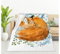 HGOD DESIGNS Coperta in pile con volpe addormentata ad acquerello, ultra morbida, accogliente, decorativa, per tutte le stagioni, per casa, divano, letto, sedia, viaggi, 100 x 130 cm