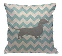 HGOD DESIGNS Federa per cuscino con bassotto con cane su Chevron blu, decorazione per la casa per uomo/donna soggiorno, camera da letto, divano, sedia, 45 x 45 cm