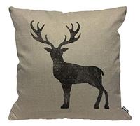 HGOD DESIGNS Federa per cuscino vintage con corna di cervo nero, decorazione per la casa per uomo/donna, soggiorno, camera da letto, divano, sedia, 45 x 45 cm