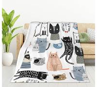 HGOD DESIGNS Graziosa coperta con gatti da donna, leggera e morbida, in flanella, con gatti e bottiglia di latte, per divano, soggiorno, 130 x 150 cm
