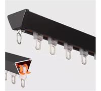 HGOuhK Binario per Tenda Binario for Tende Senza giunture, Set di binari for Tende di separazione for Camper/Camper/Doccia, Binario Dritto in Alluminio a Forma di V for soffitto(Black,Length-150cm/4.