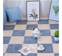 HGOuhKTappetino in Schiuma di Peluche Tappetino quadrato ad incastro in schiuma peluche da 10 pezzi, piastrelle in moquette antiscivolo, facile da pulire, tappeto patchwork in peluche(Light Gray+Light