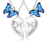 Hgreiwgk 2 collane con ciondolo a forma di cuore abbinato, per sorella maggiore, sorella, sorella, sorella, sorella, regalo per sorella, amica, bestie, ciondolo a forma di farfalla, regalo di