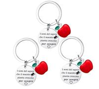 Hgreiwgk 3PC Insegnante Portachiavi Set Grazie Insegnante per Donne Uomini Insegnante Apprezzamento Regalo per la Laurea Natale Compleanno di Ringraziamento Insegnante Presente Pensiero (Stile 3)