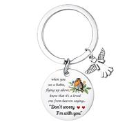 Hgreiwgk Portachiavi commemorativo a forma di pettirosso, regalo di simpatia per la perdita della persona amata per il lutto regalo per la perdita di mamma papà ricordo regali, Argento, Etichettalia
