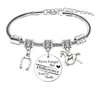 Hgreiwgk Regali a cavallo per donne, braccialetti per amanti dei cavalli, regalo di ringraziamento per amici, familiari, colleghi, non dimenticare mai la differenza che fai