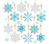 HGRGHH 12 Pezzi Ciondoli con Pittura con Diamanti, Kit di Fiocchi di Neve Diamante Painting, DIY Pittura Diamante Portachiavi, 5D Natale Diamond Painting Ciondolo, per Bambini, Adulti, Principianti